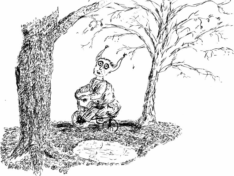 Big-Lugs riding with his eyes wide open